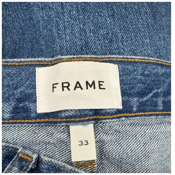 FRAME Women’s High Rise Straight Leg Denim Jeans Size 33 Luna Blue - Picture 7 of 8